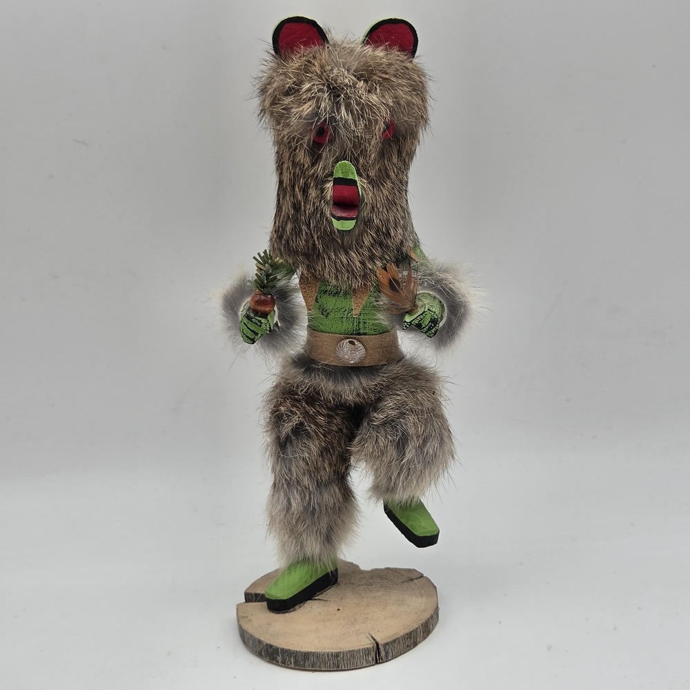 Vintage Removable Mask Dancing Bear Native American Kachina Doll 9 1/2" Signed!